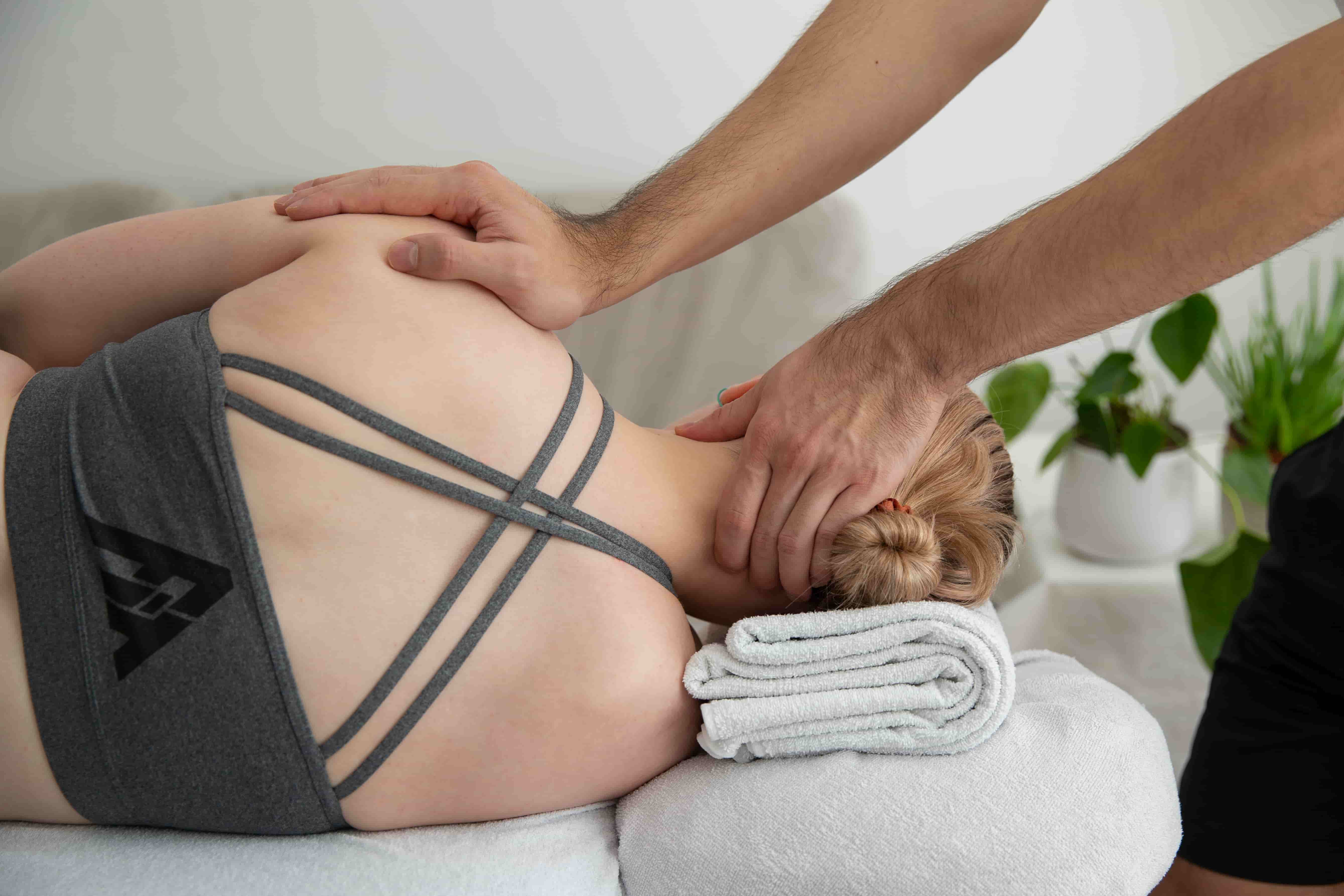 A sports massage session at Beverley Road, New Malden KT3